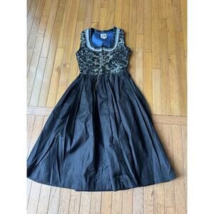 Lederhosen OCTOBERFEST- Black Dress with silver chain Size SMALL 32-34 (dr300
